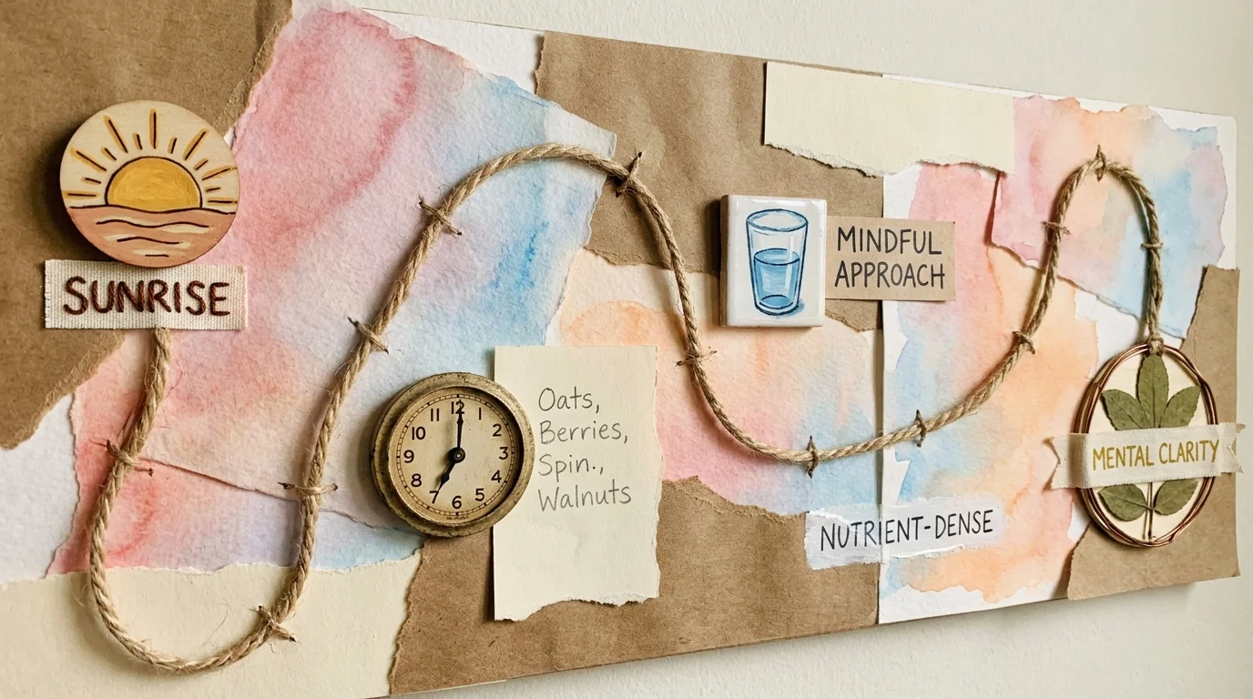 A creative visual path showing steps like 'Mindful Approach' leading toward 'Mental Clarity'.