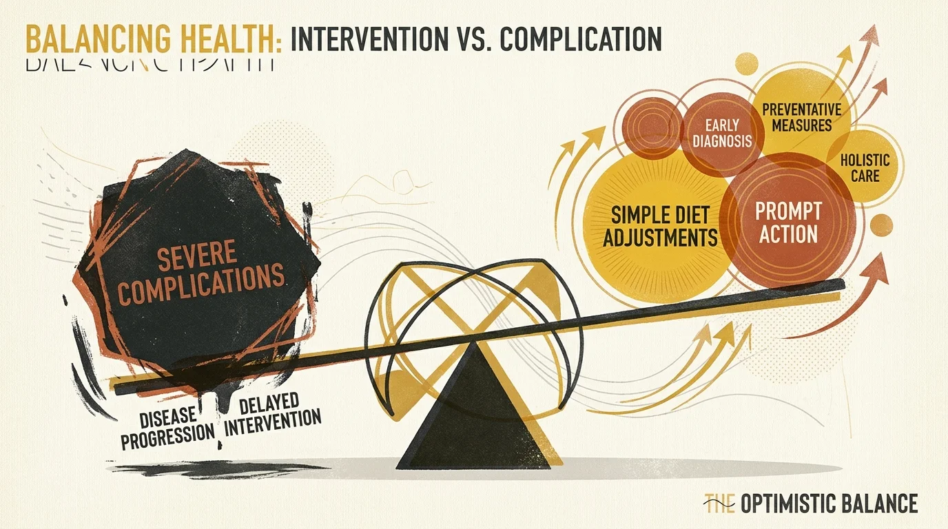 An abstract illustration of a scale where small positive actions outweigh heavy health complications.
