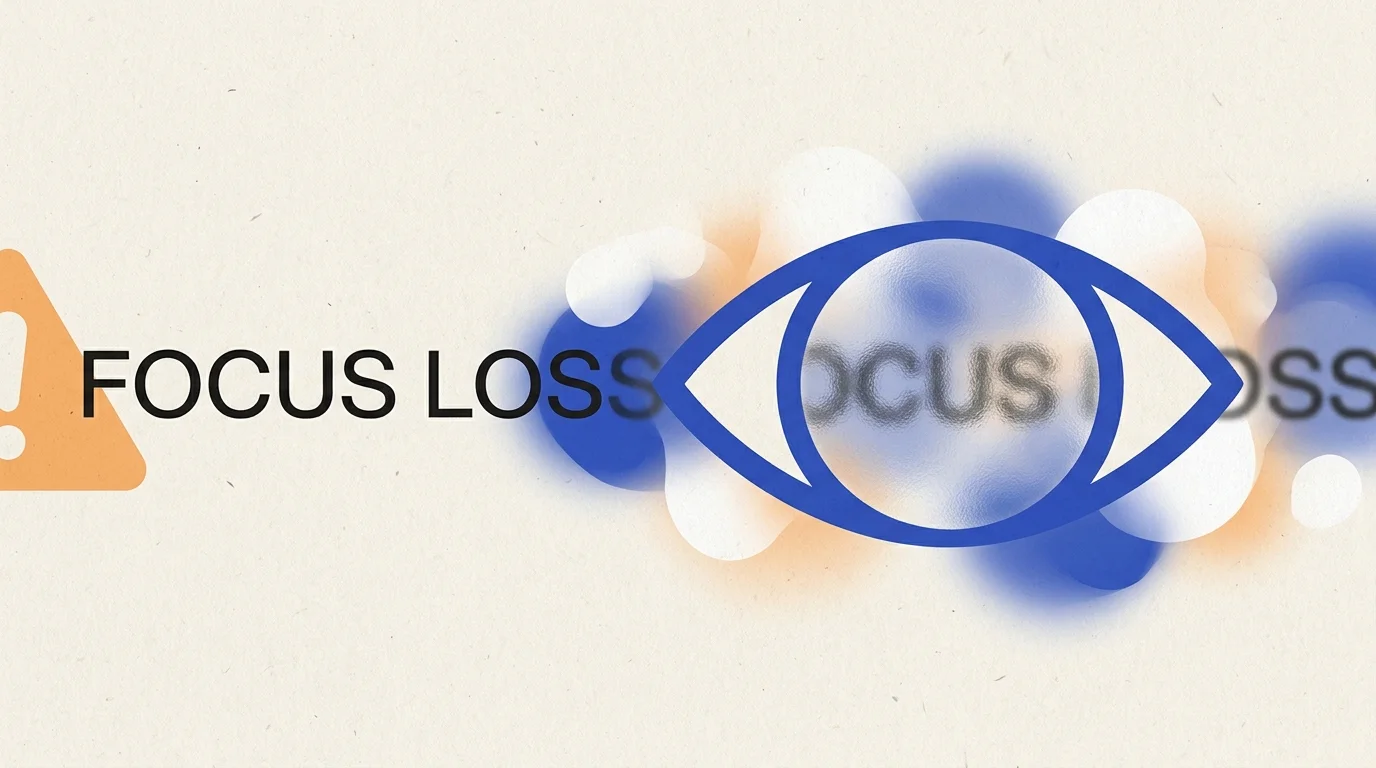 An abstract illustration showing sharp letters becoming blurry behind a frosted glass eye icon.