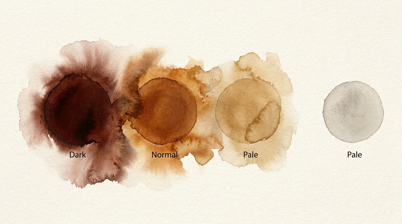 An abstract watercolor color study of different shades of brown and clay, representing stool color variations.