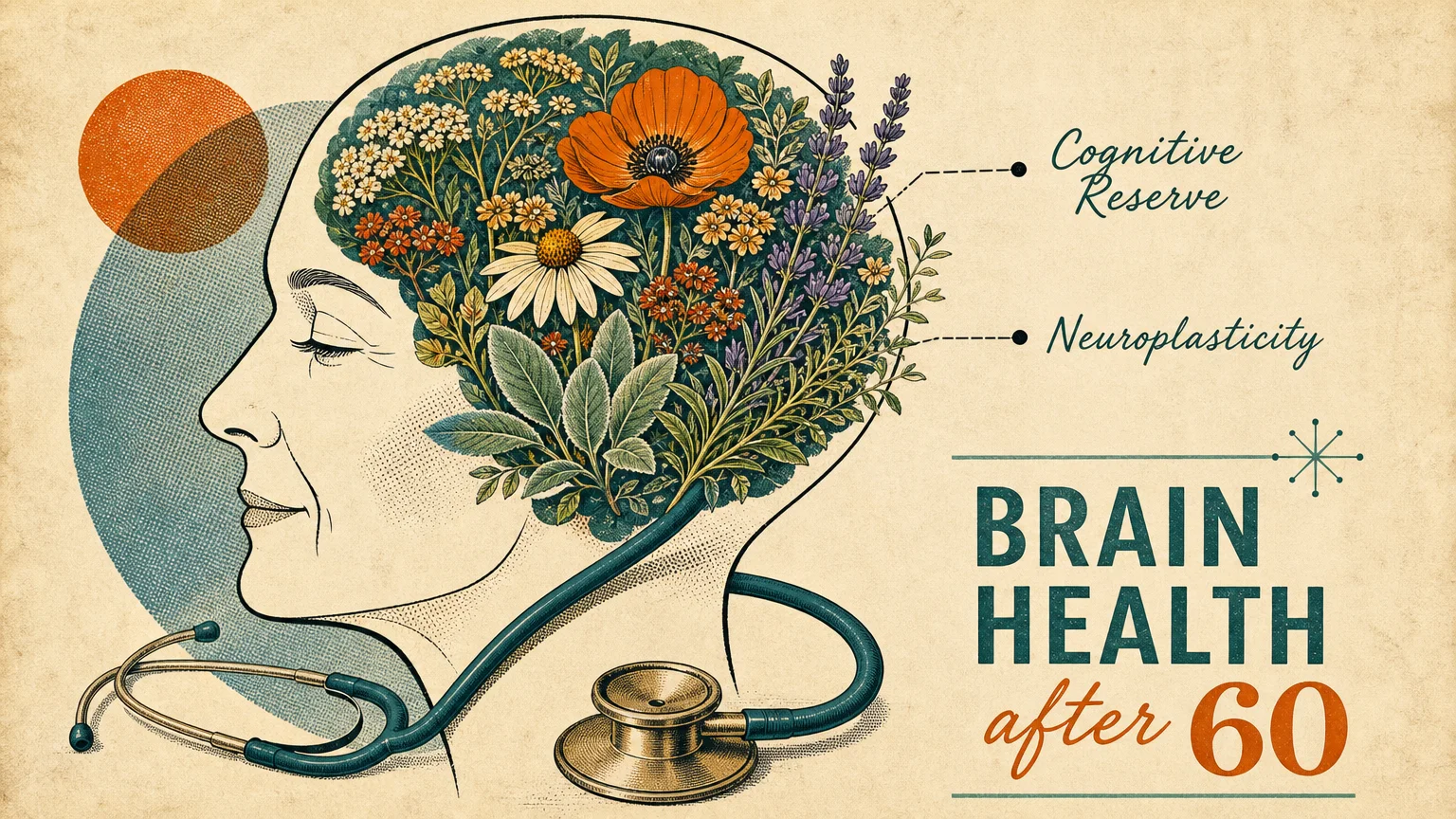 A stylized illustration of a head with a garden for a brain, representing the expert focus on preserving cognitive health.